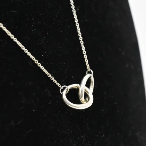 Tiffany & Co Sterling Double Loop / Infini Elsa Peretti Necklace w Box - Picture 6 of 11